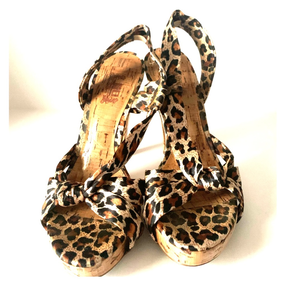 JLo Leopard Print Heeled Platform Sandals